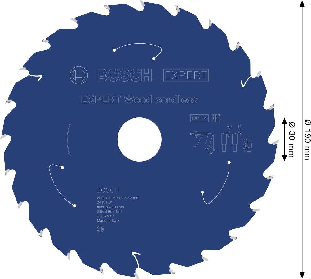 Bosch EXPERT Wood akuga ringsae tera 190 mm T24.